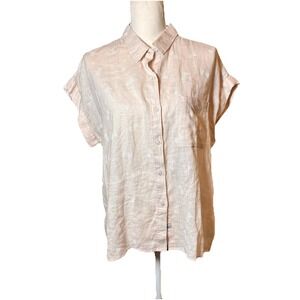 Rails Linen‎ Blend Pineapple Print Button Up Blouse Pink Womens Large